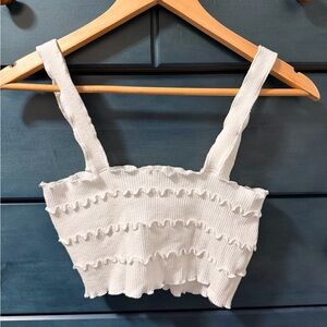 White Ruffled Crop Top